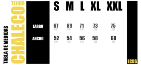 Tabla de medidas Chaleco