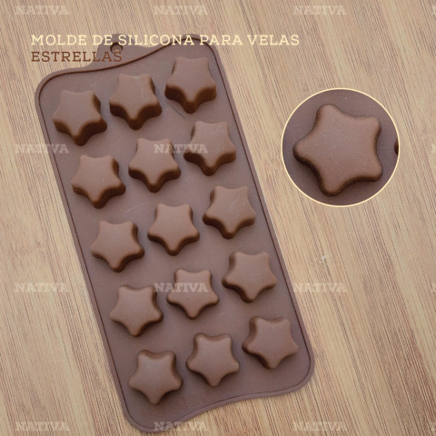 ESTRELLAS - 15 BOCAS - Molde de silicona para velas, bombones o jabones