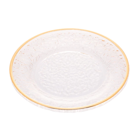 Prato Sobremesa Cristal Martelada c/ Fio de ouro Petra