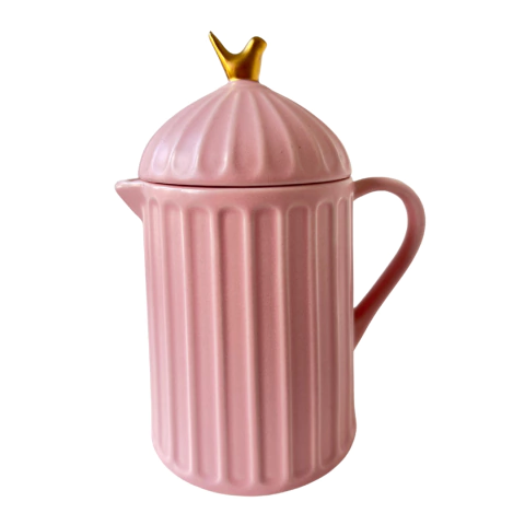 Bule de Cerâmica com Tampa Colibri Rosa 600ml