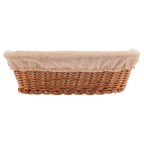 Cesta Oval de Rattan Plastico c/ Forro em Tecido