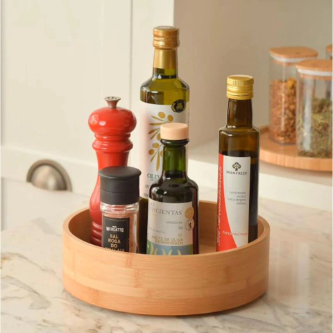 Organizador Giratório Alto Keep Bambu