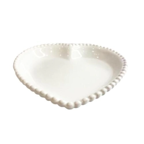 Travessa de Cerâmica Coração Borda Bolinha G