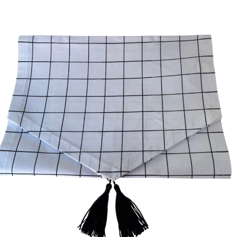 Trilho de Mesa Grid Square Branco Semi Impermeável