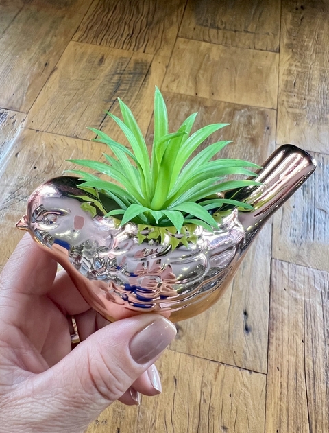 VASO DECORATIVO PÁSSARO METALIZADO - comprar online