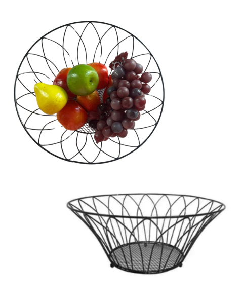 Fruteira Cesta Aramada Modelo Com Acabamento Multiuso Preto - comprar online