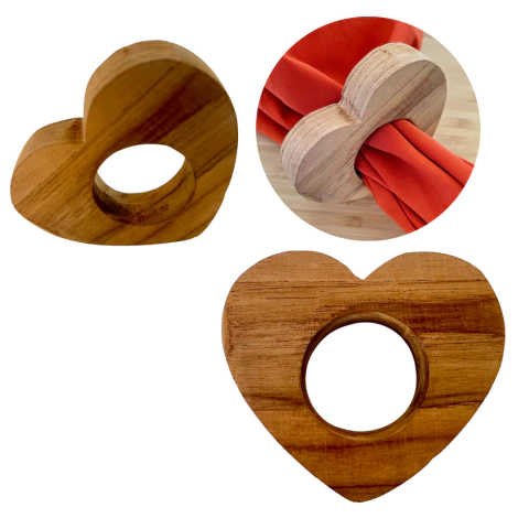 Anel Porta Guardanapo Madeira Coração Mesa Posta - comprar online