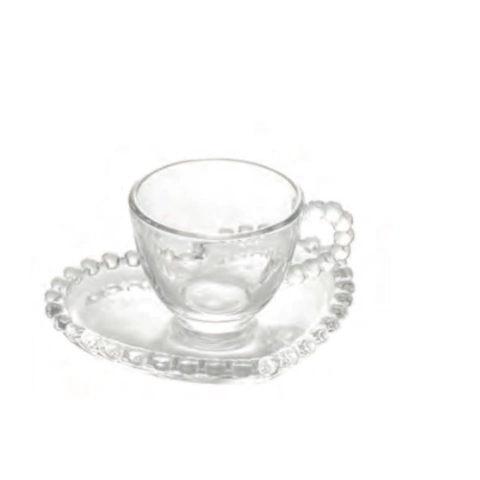 Xícara de Café com Pires Coração 85ml em Cristal Wolf