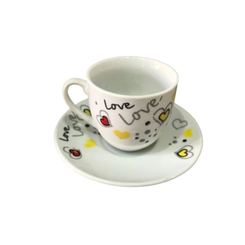 Caneca Porcelana Cerâmica Café Love Louça lisa Para Café Leite Chá Com Pires - comprar online