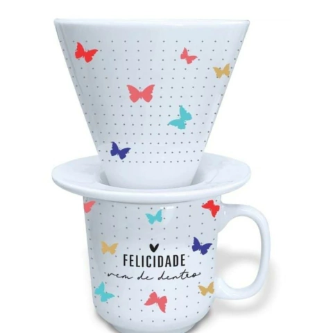 Coador de Café Felicidade vem de Dentro c/ Caneca
