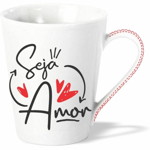 Caneca Porcelana Cerâmica Seja Amor Louça lisa Para Café Leite Chá