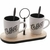 Conjunto de Café com Suporte de Bambu, Moldura de Metal e 2 Colheres de Aço Inox 20cm x 9,5cm