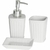 Kit pra Banheiro Branco e Prata 3-pç