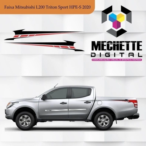 Faixa Mitsubishi L200 Triton Sport HPE-S 2020 (Adesivo Lateral Da Caçamba) - Mod.06