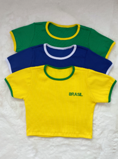 Baby tee Brasil - Amarela - loja online