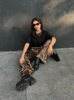 Calça Animal Print Onça Marrom