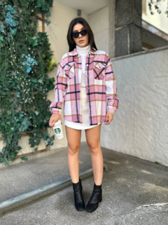 Camisa Flanelada Xadrez Rosa - loja online