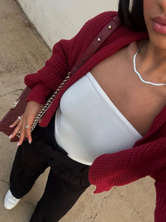 Cardigan Tricot Vermelho Cherry na internet