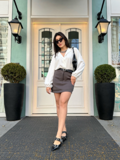 Short Saia Alfaiataria Cinza