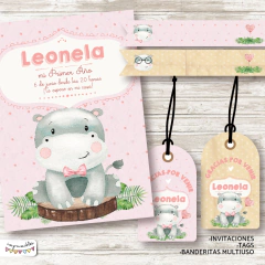 Kit Imprimible Hipopótamo en rosa
