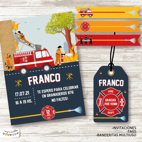 Kit Imprimible Bomberos