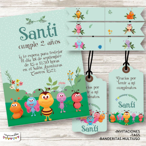 Kit imprimible Bichikids en verde