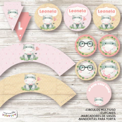 Kit Imprimible Hipopótamo en rosa - comprar online
