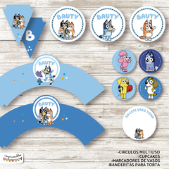 Kit Imprimible Bluey en azul - comprar online