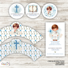 Kit Primera Comunión - Bautismo Nene acuarela 3 - comprar online