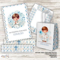 Kit Primera Comunión - Bautismo Nene acuarela 3 - Imprimibles