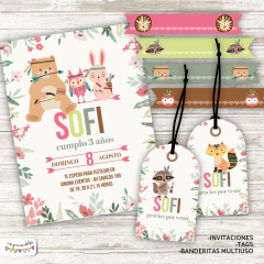 Kit Imprimible Animales tribales en rosa