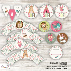 Kit Imprimible Animales tribales en rosa
