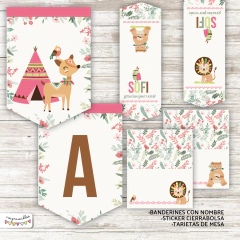 Kit Imprimible Animales tribales en rosa