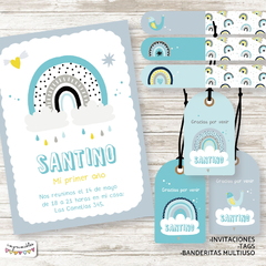 Kit Imprimible Arcoiris Nórdico en celeste