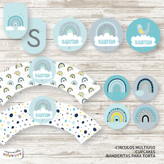 Kit Imprimible Arcoiris Nórdico en celeste - comprar online