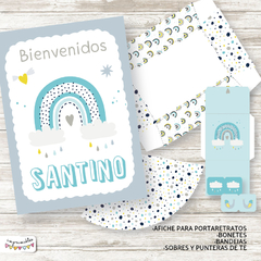 Kit Imprimible Arcoiris Nórdico en celeste - tienda online