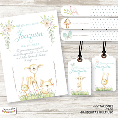 Kit Imprimible Bosque Acuarela en celeste
