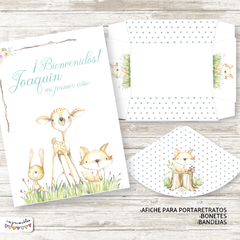 Kit Imprimible Bosque Acuarela en celeste - tienda online