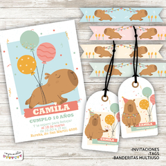 Kit Imprimible Carpinchos - Capibaras PASTEL - comprar online