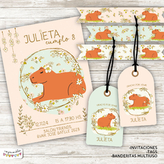 Kit Imprimible Carpinchos - Capibaras con flores