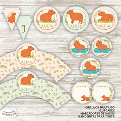 Kit Imprimible Carpinchos - Capibaras con flores - comprar online
