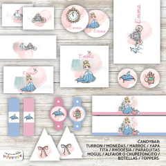 Imagen de Kit imprimible Cenicienta acuarela y glitter