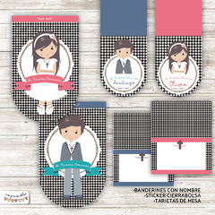 Kit Primera Comunión - cuadritos vichy en negro