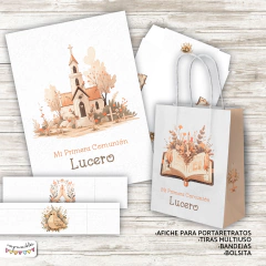 Kit imprimible Primera Comunión flores en natural - Imprimibles