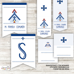 Kit Primera Comunión - Bautismo Nórdico en azul en internet
