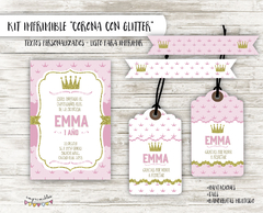 Kit imprimible Corona con glitter