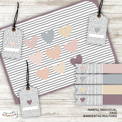 Kit Imprimible Desayuno Corazones pastel