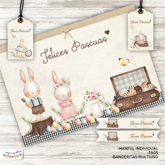 Kit Imprimible Desayuno Conejo de Pascuas acuarela