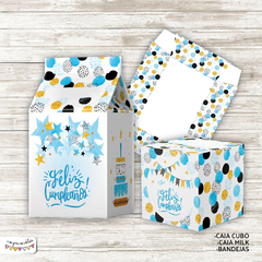 Kit Imprimible Desayuno Feliz Cumple Acuarela en Celeste