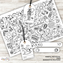 Kit Imprimible Desayuno Juguetes para colorear 